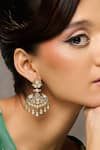 Buy_Curio Cottage_Gold Plated Stones, Faux Diamonds Meira Dusk Chandelier Earrings _at_Aza_Fashions