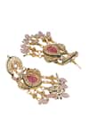 Curio Cottage_Multi Color Gemstones, Pearls, Beads Meira Pink Parakeet Dangler Earrings _Online_at_Aza_Fashions