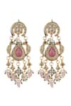 Buy_Curio Cottage_Multi Color Gemstones, Pearls, Beads Meira Pink Parakeet Dangler Earrings _Online_at_Aza_Fashions