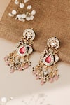 Shop_Curio Cottage_Multi Color Gemstones, Pearls, Beads Meira Pink Parakeet Dangler Earrings _at_Aza_Fashions