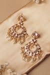 Shop_Curio Cottage_Gold Plated Stones, Pearls Glimmering Kundan Chandbali Earrings _at_Aza_Fashions