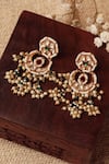 Shop_Curio Cottage_Gold Plated Pearls, Stones, Beads Strung Kundan Chandbali Earrings _at_Aza_Fashions