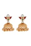 Curio Cottage_Gold Plated Gota Patti, Beads, Stones Meira Singing Ghungroo Jhumkis _Online_at_Aza_Fashions