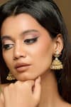 Buy_Curio Cottage_Gold Plated Gota Patti, Beads, Stones Meira Singing Ghungroo Jhumkis _at_Aza_Fashions