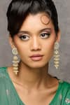 Buy_Curio Cottage_Gold Plated Pearls, Stones Luminous Meira Jhumki Earrings _at_Aza_Fashions