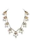 Buy_Curio Cottage_Gold Plated Pearls, Stones Strung Navratna Set _Online_at_Aza_Fashions