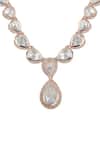 Curio Cottage_Gold Plated Stones, Faux Diamonds Polki Necklace Set  _at_Aza_Fashions