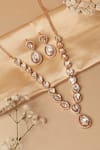 Shop_Curio Cottage_Gold Plated Stones, Faux Diamonds Polki Necklace Set  _at_Aza_Fashions