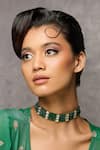 Buy_Curio Cottage_Green Meira Glimmer Choker _at_Aza_Fashions
