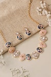 Shop_Curio Cottage_Multi Color Indigo Blush Enamel Necklace Set _at_Aza_Fashions