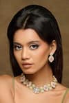 Buy_Curio Cottage_Multi Color Pearls, Stones, Faux Diamonds Meira Enamel Spring Necklace Set _at_Aza_Fashions