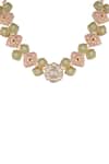 Shop_Curio Cottage_Multi Color Pearls, Stones, Faux Diamonds Meira Enamel Spring Necklace Set _Online_at_Aza_Fashions