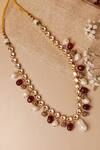Shop_Curio Cottage_Gold Plated Meira Rouge Baroque Kundan Necklace _at_Aza_Fashions