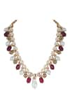 Curio Cottage_Gold Plated Meira Rouge Baroque Kundan Necklace _Online_at_Aza_Fashions