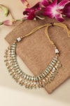 Shop_Curio Cottage_Green Meira Mother Of Pearl Necklace _at_Aza_Fashions