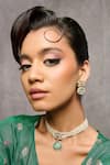 Buy_Curio Cottage_White Pearls, Gemstones, Gilded Jade Choker Set _at_Aza_Fashions