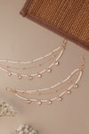 Shop_Curio Cottage_Gold Plated Crystals, Pearls Kundan Droplet Ear Chain _at_Aza_Fashions