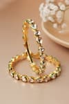 Shop_Curio Cottage_Gold Plated Diamonds Uncut Kundan String Bangle _at_Aza_Fashions