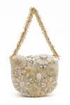 Buy_Doux Amour_Ivory Embroidery, Beads Fiona Clutch _at_Aza_Fashions