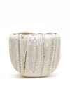 Shop_Doux Amour_Ivory Embroidery, Beads Fiona Clutch _at_Aza_Fashions