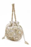 Buy_Doux Amour_Ivory Embroidery, Beads Emma Potli Bag _at_Aza_Fashions