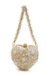 Buy_Doux Amour_Ivory Embroidery, Beads Zoe Heart Shaped Clutch _at_Aza_Fashions