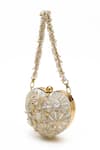 Buy_Doux Amour_Ivory Embroidery, Beads Zoe Heart Shaped Clutch _Online_at_Aza_Fashions