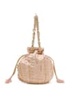 Shop_Doux Amour_Blush Embroidery, Beads Emma Potli Bag _at_Aza_Fashions