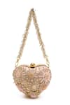 Buy_Doux Amour_Blush Embroidery, Beads Zoe Heart Shaped Clutch _at_Aza_Fashions