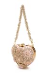 Buy_Doux Amour_Blush Embroidery, Beads Zoe Heart Shaped Clutch _Online_at_Aza_Fashions