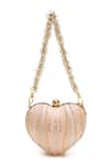 Shop_Doux Amour_Blush Embroidery, Beads Zoe Heart Shaped Clutch _at_Aza_Fashions