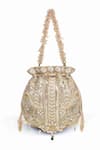 Buy_Doux Amour_Gold Embroidery, Beads Ruhani Potli _at_Aza_Fashions