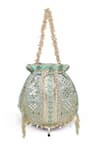 Shop_Doux Amour_Green Embroidery, Beads, Sequins Ruhani Potli _at_Aza_Fashions