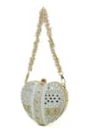 Shop_Doux Amour_Ivory Embroidery, Beads Manzar Clutch _Online_at_Aza_Fashions
