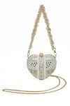 Shop_Doux Amour_Ivory Embroidery, Beads Manzar Clutch _at_Aza_Fashions