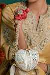 Buy_Doux Amour_Ivory Embroidery, Beads Manzar Clutch _at_Aza_Fashions