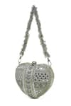 Doux Amour_Silver Beads, Sequins Manzar Embroidered Clutch _Online_at_Aza_Fashions