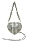 Shop_Doux Amour_Silver Beads, Sequins Manzar Embroidered Clutch _Online_at_Aza_Fashions