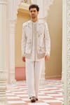 Buy_Contrast By Parth_Ivory Twill Embroidery Jacket And Pant Set _at_Aza_Fashions