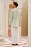 Shop_Contrast By Parth_Mint Silk Embroidery Green Kurta Set _at_Aza_Fashions
