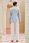 Shop_Contrast By Parth_Blue Silk Embroidery Powder Blazer Set _at_Aza_Fashions
