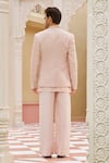 Shop_Contrast By Parth_Pink Silk Embroidery Pastel Bandhgala Jacket Set _at_Aza_Fashions