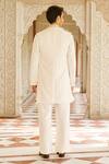 Shop_Contrast By Parth_Cream Twill Embroidery Sherwani Set _at_Aza_Fashions