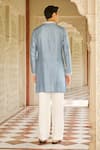 Shop_Contrast By Parth_Blue Silk Embroidery Denim Kurta Set _at_Aza_Fashions
