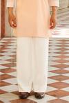 Contrast By Parth_Peach Silk Embroidery Kurta Set _Online_at_Aza_Fashions