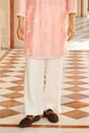 Contrast By Parth_Pink Silk Embroidery Light Kurta Set _Online_at_Aza_Fashions