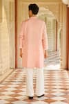Shop_Contrast By Parth_Pink Silk Embroidery Light Kurta Set _at_Aza_Fashions