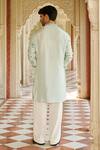 Shop_Contrast By Parth_Blue Silk Embroidery Powder Kurta Set _at_Aza_Fashions