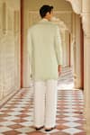 Shop_Contrast By Parth_Green Silk Embroidery Zikar Kurta Set _at_Aza_Fashions