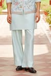 Contrast By Parth_Blue Silk Embroidery Hunar Bundi Kurta Set _Online_at_Aza_Fashions